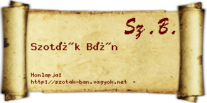 Szoták Bán névjegykártya
